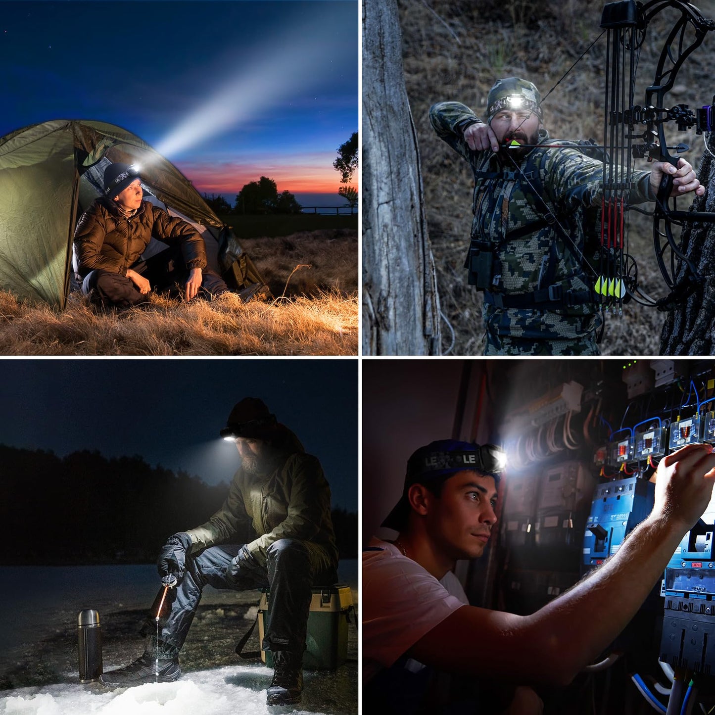 Lepro LED Headlamp Rechargeable, Super Bright Head Torch with Red Light & 5 Modes, Waterproof & Adjustable Headlight, Gear Essentials for Camping, Running, Hiking, Emergency (USB Cable Included) - Available at All In One Marketplace Canada