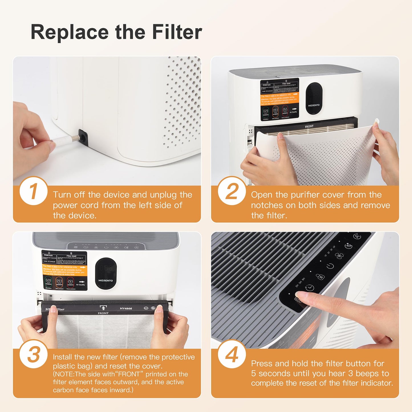 MORENTO 2 Pack HY4866 Genuine Air Purifier Replacement Filter for HY4866 Air Purifier, Enhanced Version - Available at All In One Marketplace Canada