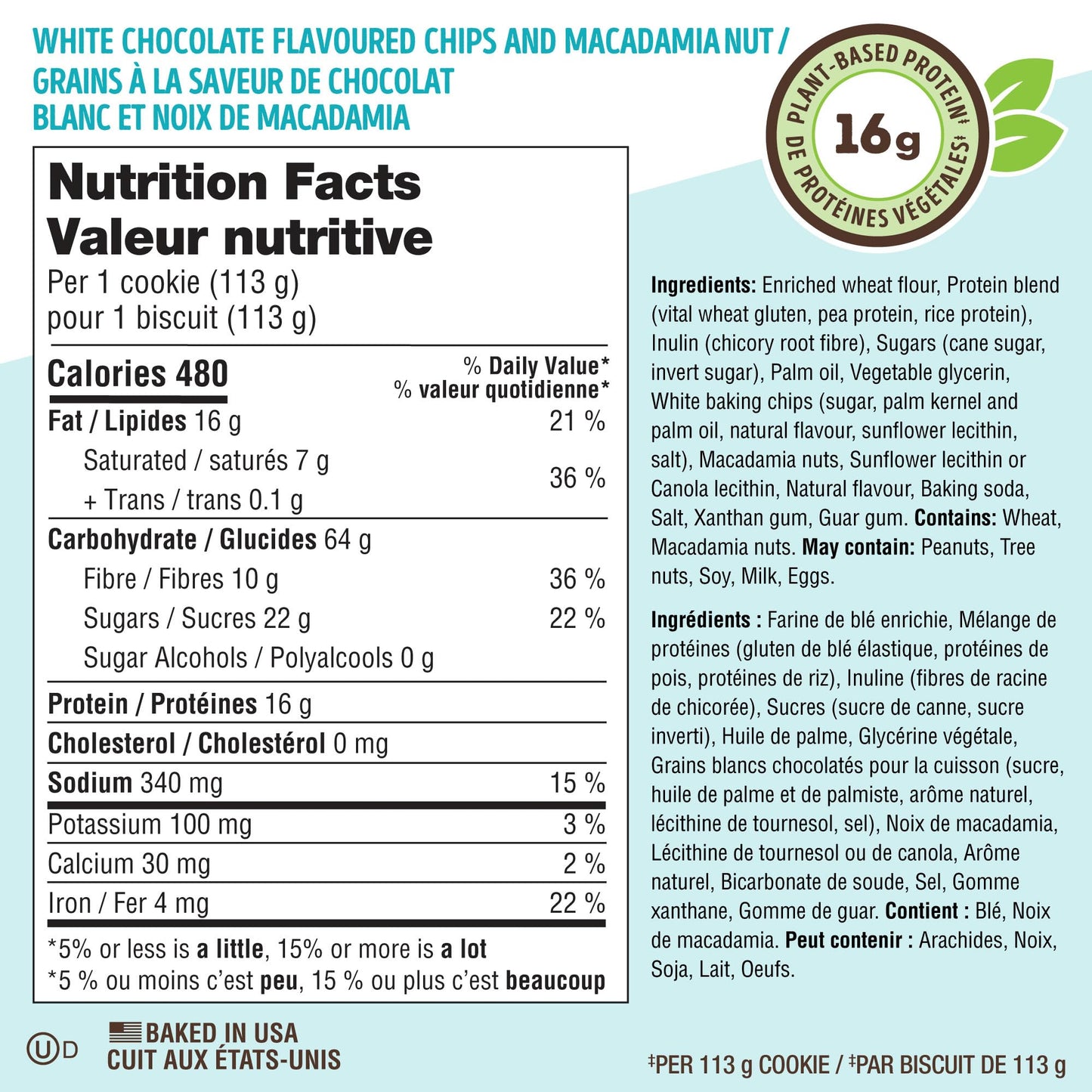 Lenny & Larry's The Complete Cookie β White Chocolate Flavored Macadamia 113g BOX OF 12 β High Protein Snack with 16g Plant Protein β Soft-Baked Low Sugar Cookies High in Fibre, Non-GMO & Vegan π All In One Marketplace Canada