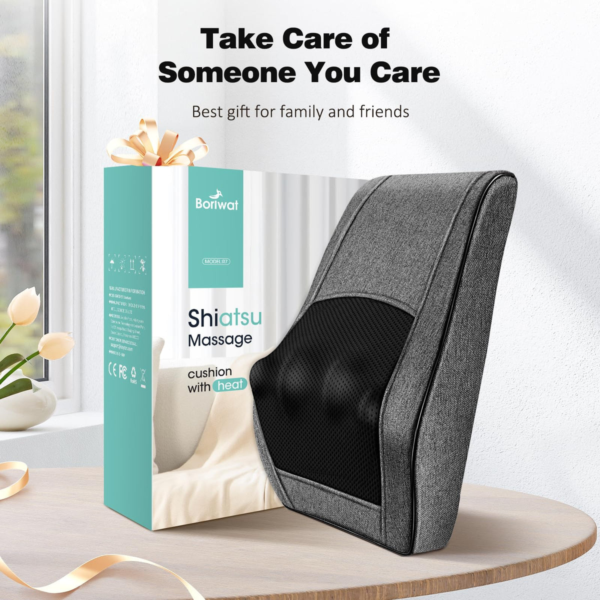 Boriwat Back Massager Neck Massager with Heat, 3D Shiatsu Massage Pillow for Back, Neck, Shoulder, Leg Pain Relief, Christmas and Birthday Gifts for Women Men Mom Dad, Use at Home, Office, Car 🍁 All In One Marketplace Canada