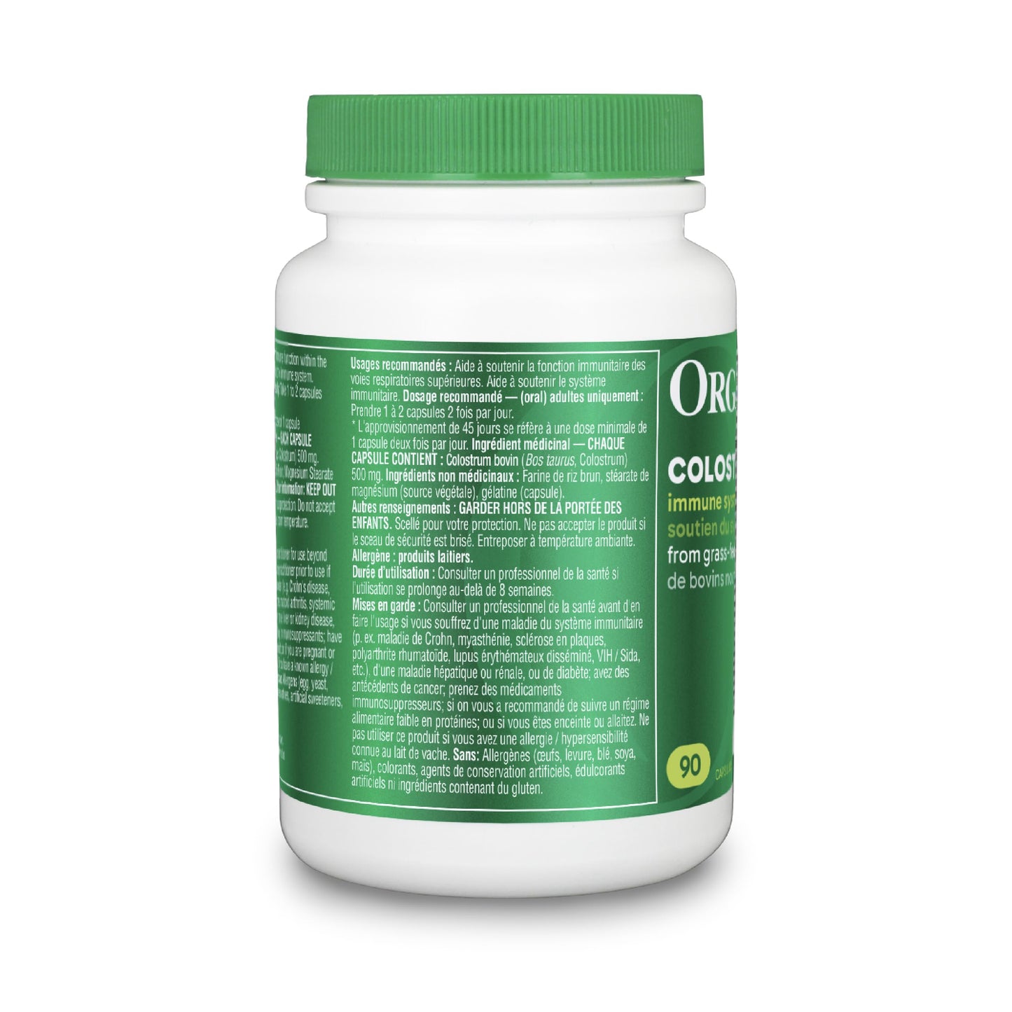 Organika Colostrum (Bovine)- Immune Support, Grass-Fed- 90caps Organika
