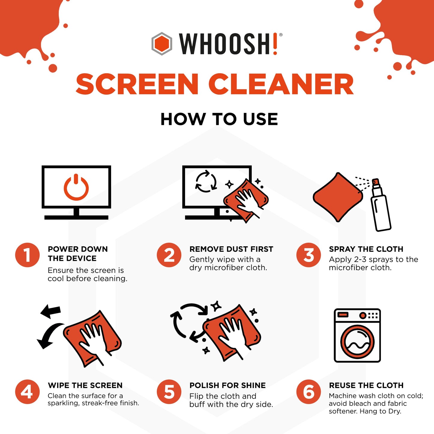 WHOOSH! Screen Shine Go 30 ml – Refillable Laptop Cleaner, Safe Streak-Free Glasses Cleaning Spray for TV, OLED, MacBook, Monitor or Car, Includes 15x15 cm PROTX2 Microfiber Cloth - Available at All In One Marketplace Canada