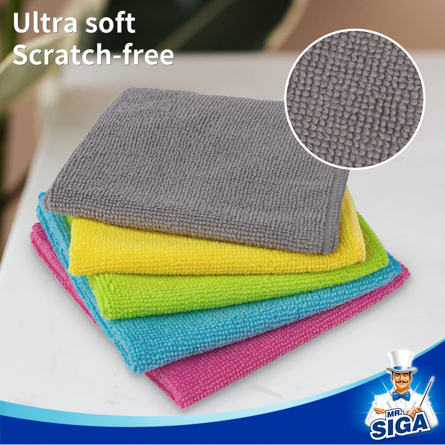 MR.SIGA Microfiber Cleaning Cloth, All-Purpose Cleaning Towels, Pack of 50, Size 11.8 x 11.8 in - Available at All In One Marketplace Canada