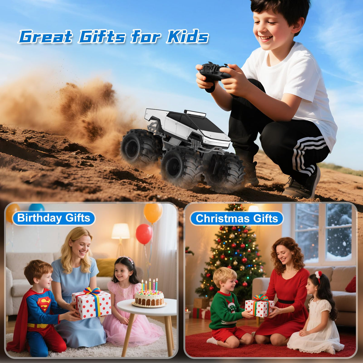 Amphibious Remote Control Car, 1:18 Monster Truck Toys for Boys RC Cars 🍁 All In One Marketplace Canada