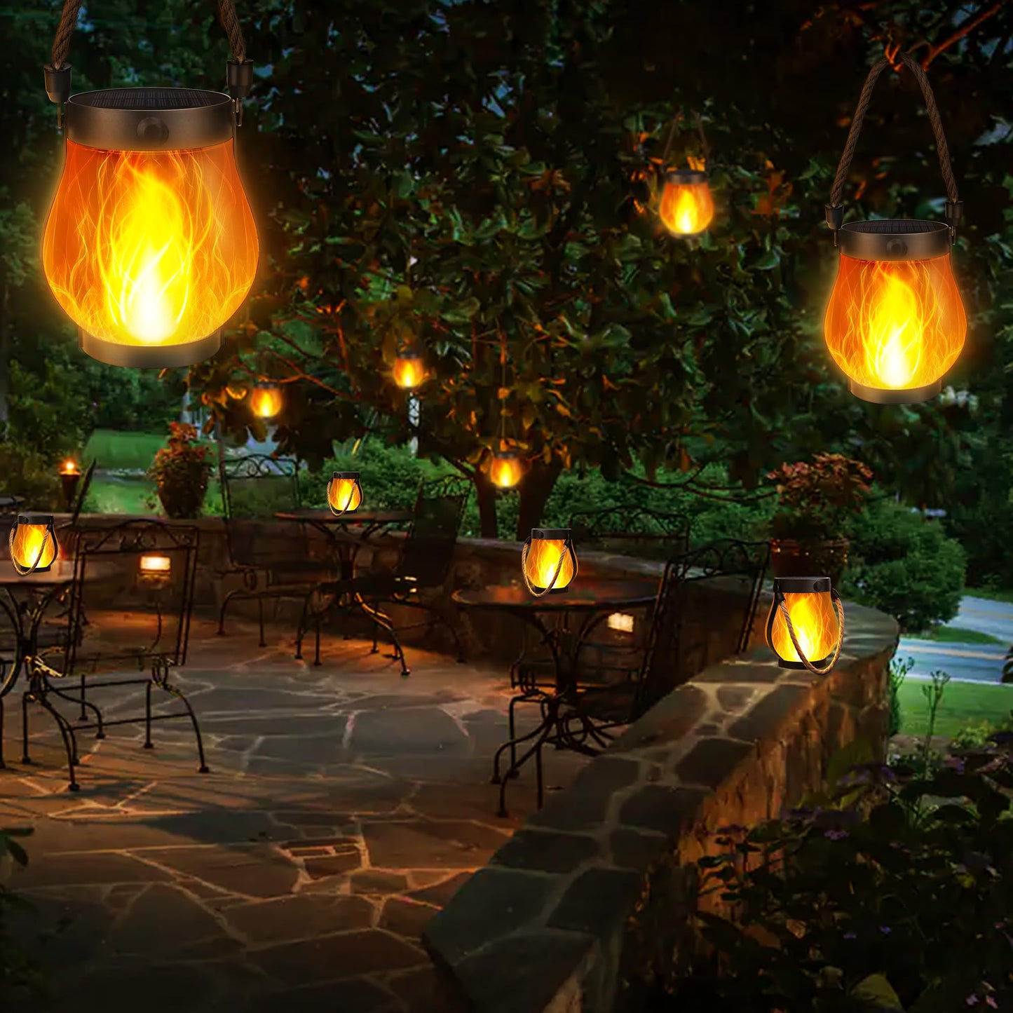 iBaycon 2 Pack Gen2 Solar Lantern Lights USB Ultra-Real Flame, Warm White - Available at All In One Marketplace Canada