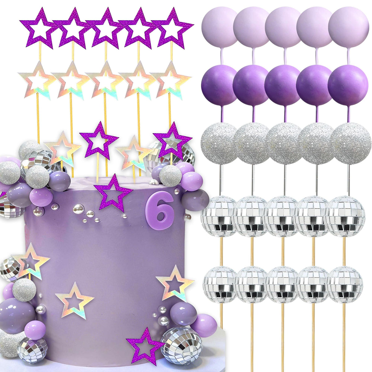 LaVenty Purple Disco Balls Cake Topper Pop Music Hunters Party Supplies 🍁 All In One Marketplace Canada