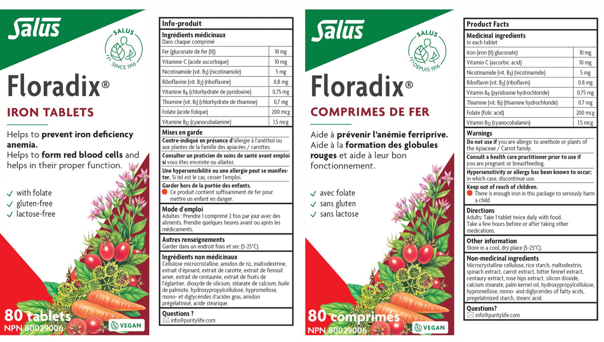 Salus Floradix Herbal Extract Iron Tablets 80 count