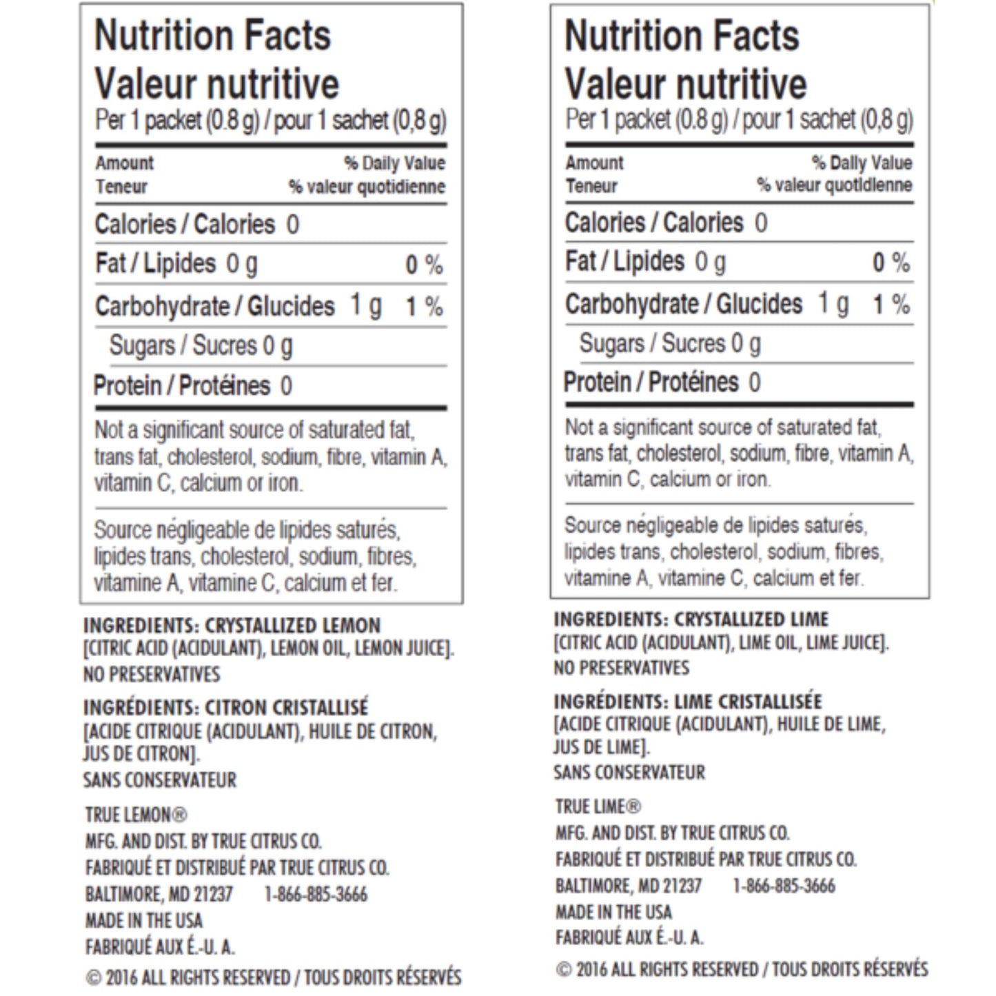 True Lemon & Lime Water Enhancer - Sugar-Free, Zero Calorie Citrus Packets (100 Count Each Flavor)