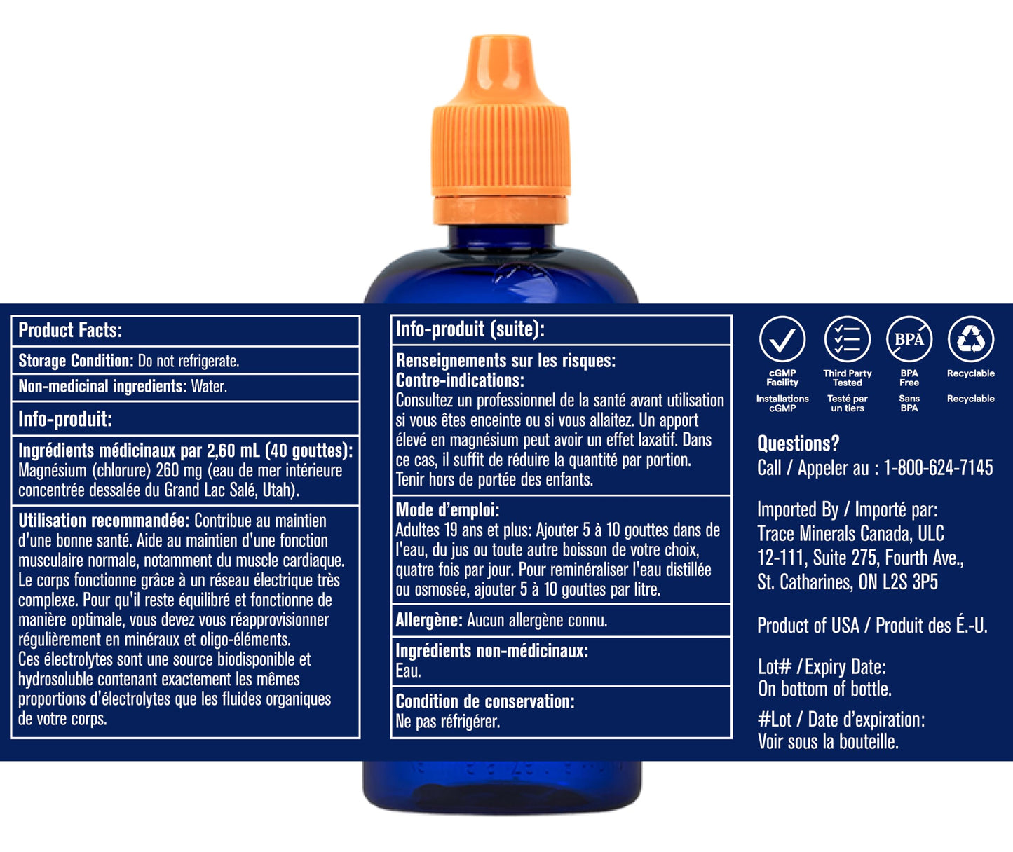 Trace Minerals ConcenTrace Drops - 240 ml, 96 Day Supply, Unflavored - Full Spectrum Minerals - Ionic Liquid Magnesium, Chloride & Potassium Electrolytes - Low Sodium Hydration Trace Minerals