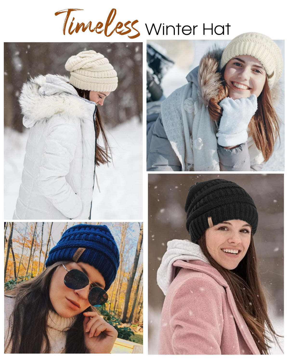 FURTALK Knit Beanie Hats for Women Men Fleece Lined Ski Skull Cap Slouchy Winter Hat Black 🍁 All In One Marketplace Canada