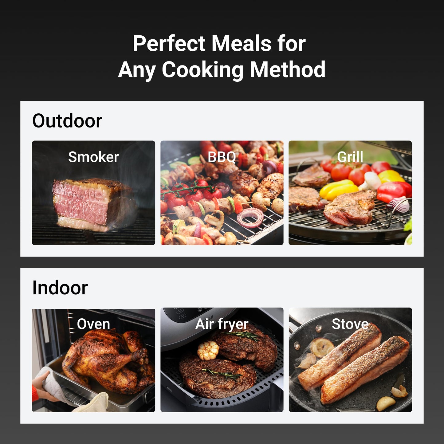 ThermoMaven Wireless Meat Thermometer, 10X Enhanced Signal and Stability with Sub-1G, Standalone Base with Display & Control, Certified Accuracy ±0.5°F, WiFi Unlimited Range for BBQ, Oven,Smoker,Grill - Available at All In One Marketplace Canada