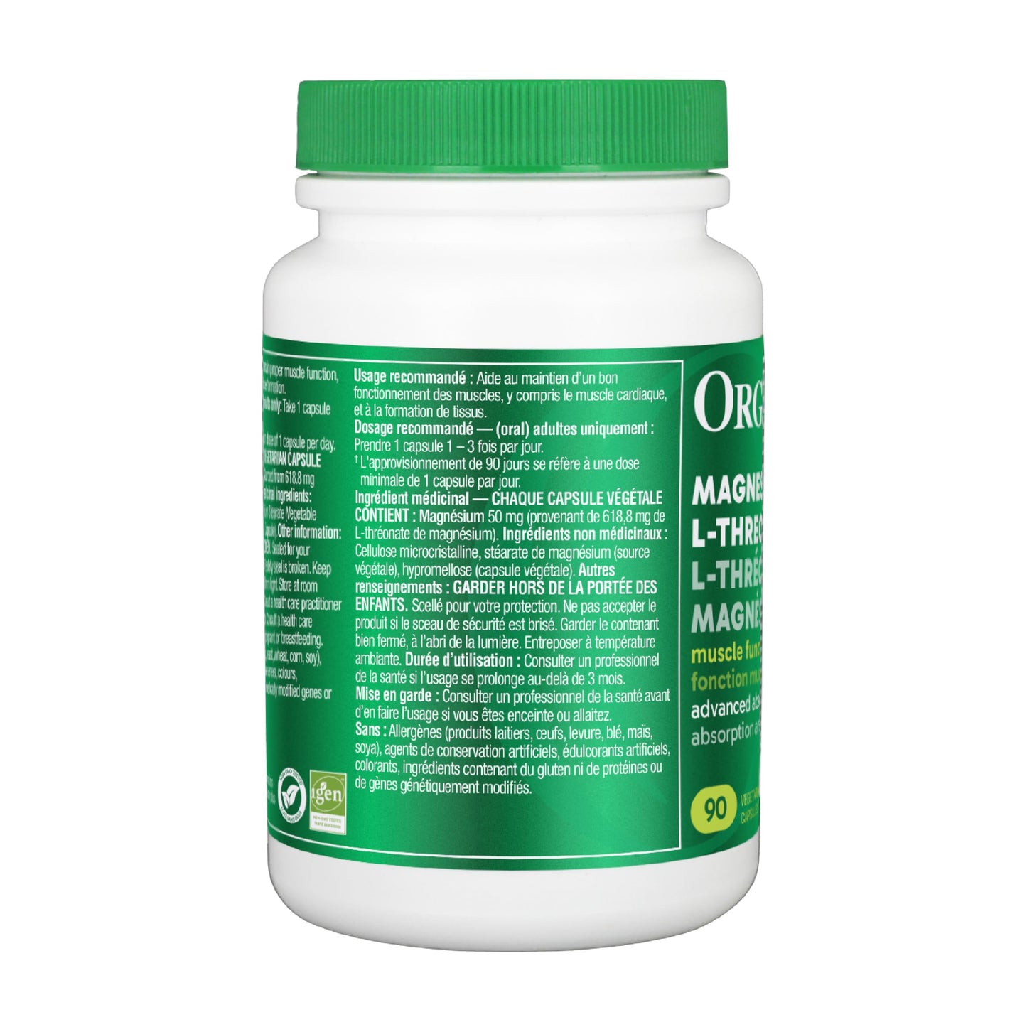 Organika Magnesium L-Threonate- High Absorption to Boost Magnesium Levels- 90vcaps Organika