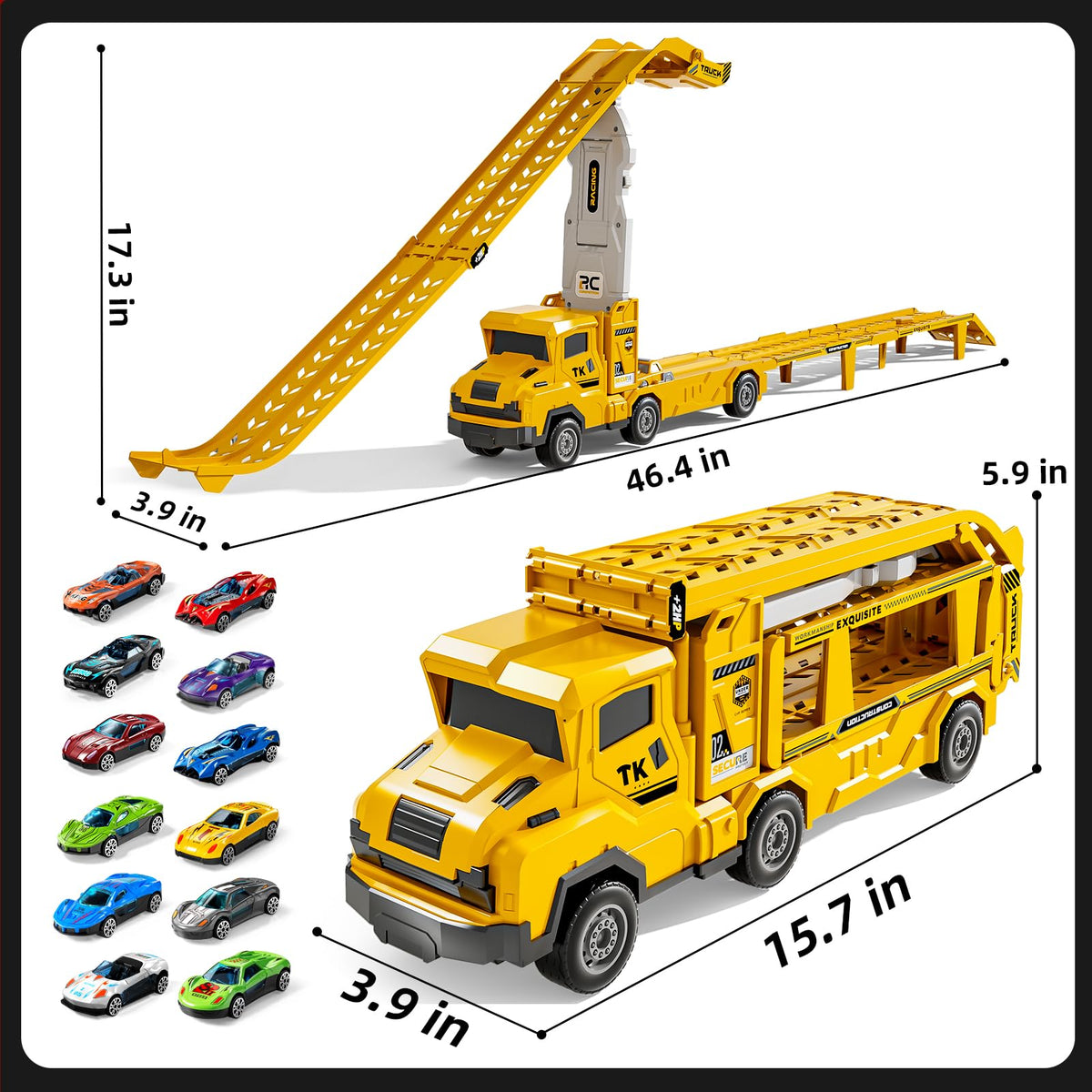 Transport Truck Toy for Kids, Transport Vehicle with Double Race Ramp Track 🍁 All In One Marketplace Canada