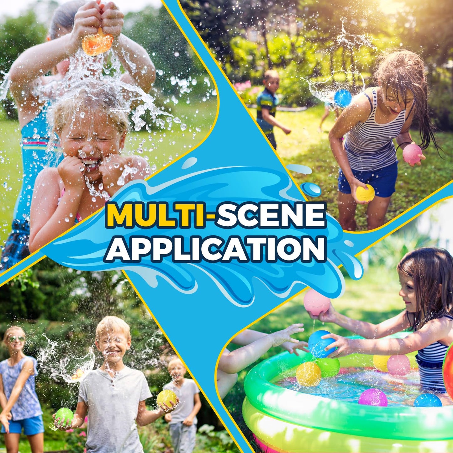 Smasiagon Reusable Magnetic Water Balloons: 15 PC Refillable Water Bombs Splash Balls Self Sealing Quick Fill - Silicone Water Toys with Mesh Bag for Kids Adults Water Games Outside Summer Fun Party