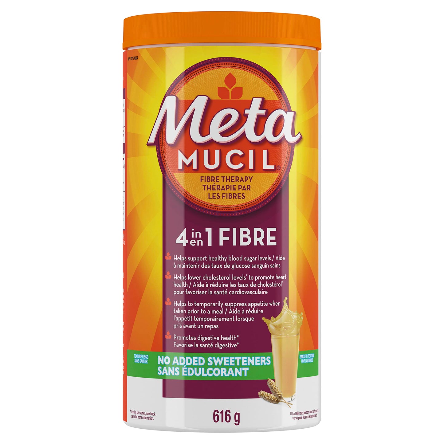 Metamucil, Daily Psyllium Husk Powder Supplement, Sugar-Free, 4-in-1 Fibre for Digestive Health, Unflavoured Smooth Flavored Drink, 114 Servings - Available at All In One Marketplace Canada