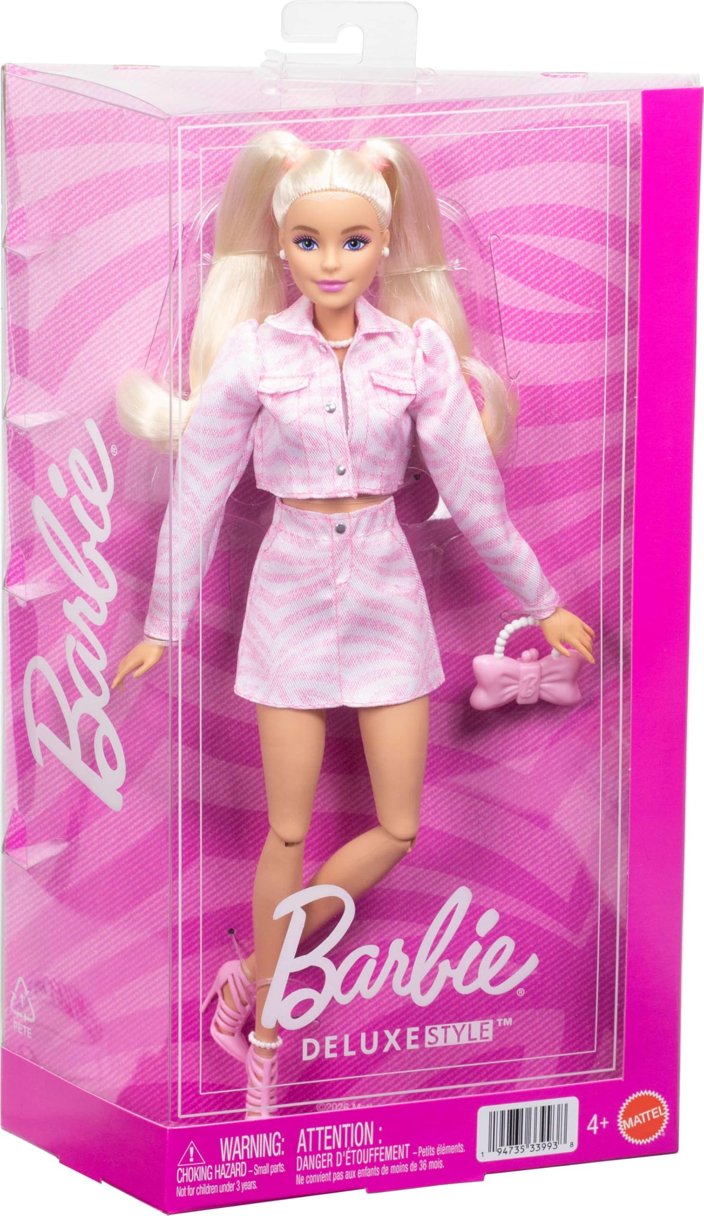 Barbie Deluxe Style Doll #9 with Blonde Hair in Pink Denim Outfit Barbie