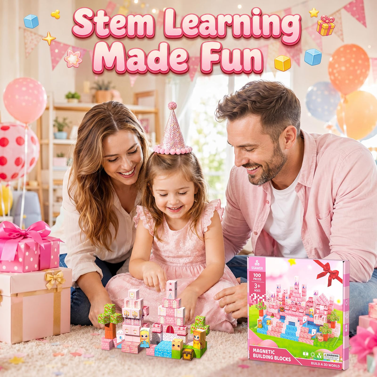 SSAWER Magnetic Blocks, 100PCS Toys Building Blocks Cubes Gifts for Girls 🍁 All In One Marketplace Canada
