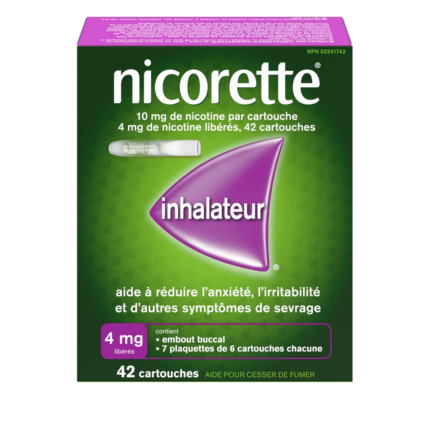Nicorette 4mg Nicotine Inhaler – Clinically Proven Quit Smoking Aid with Hand-to-Mouth Action, Helps Reduce Cravings & Withdrawal, NRT for Adults Quitting Cigarettes, 42 Cartridges - Available at All In One Marketplace Canada