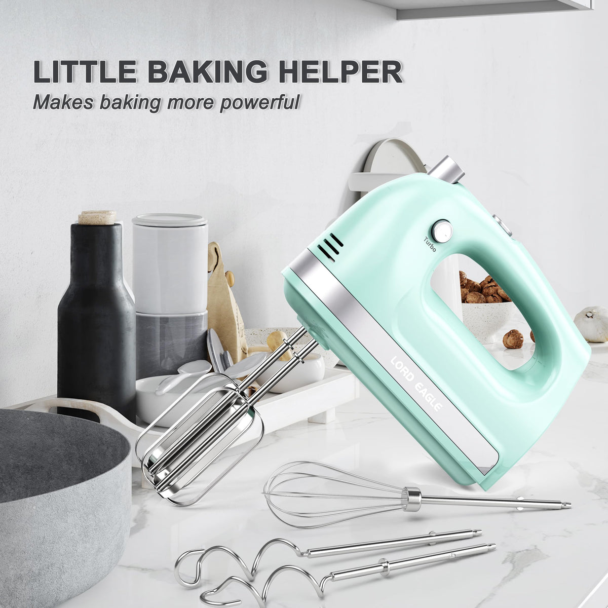 Lord Eagle Hand Mixer Electric Handheld 400W, 5-Speed Lightweight 🍁 All In One Marketplace Canada