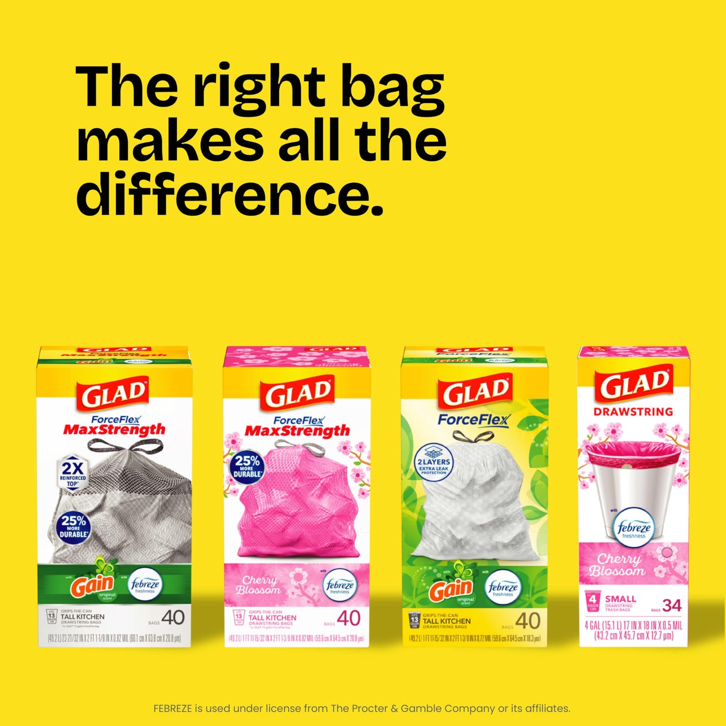 Glad Tall Kitchen Drawstring Trash Bags - OdorShield 13 Gallon Grey Trash Bag, Febreze Fresh Clean - 80 Count 🍁 All In One Marketplace Canada Glad