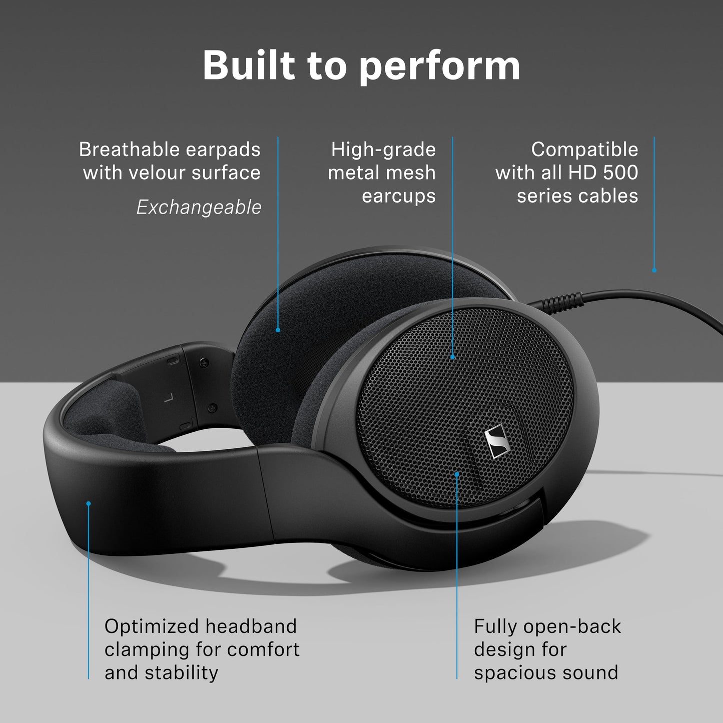 Sennheiser HD 560S - Wired Over-The-Ear Audiophile Headphones, Neutral Frequency Response, Open-Back, Detachable Cable, Black