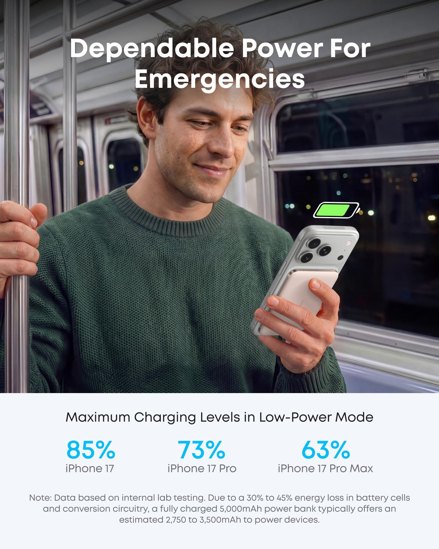 Anker Nano Power Bank, Ultra-Slim 5,000mAh Magnetic Battery Pack, Qi2 Certified 15W Max Ultra-Fast MagSafe-Compatible Portable Charger, Ergonomic Design, for iPhone Air/17/16/15 Series (Not for Pixel)