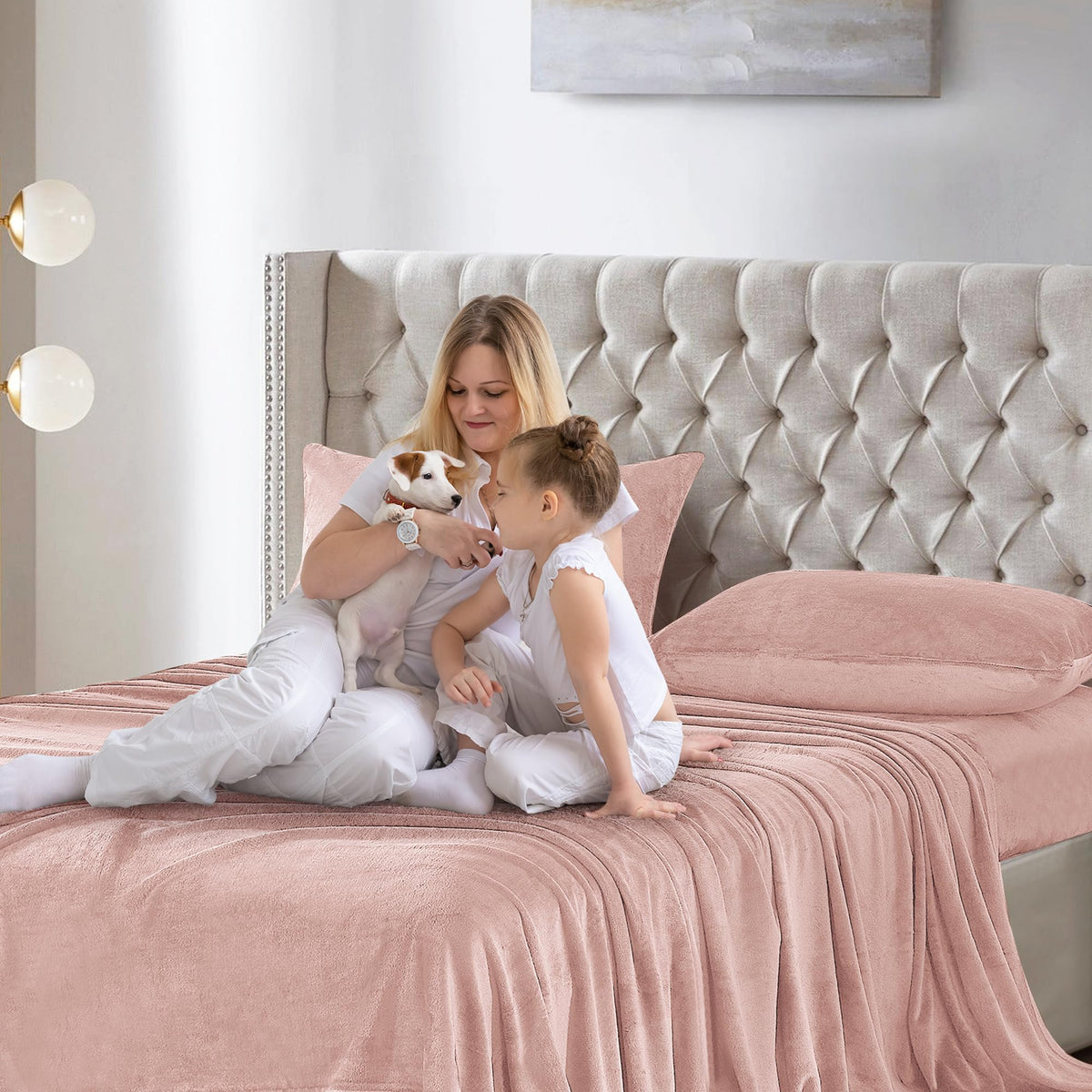 Softan Fleece Sheets, Soft as Flannel, Queen, Pale Pink 🍁 All In One Marketplace Canada