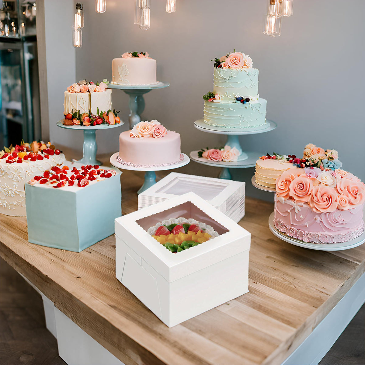 Packpal 24 Pack Cake Boxes 12 Inch, Sturdy 12x12x8 Inch Bundt Cake Boxes for Home Bakers, Transportation, Multi-Layer Cakes, White Gift Cakes For Wedding, Birthday, Fathers day 🍁 All In One Marketplace Canada