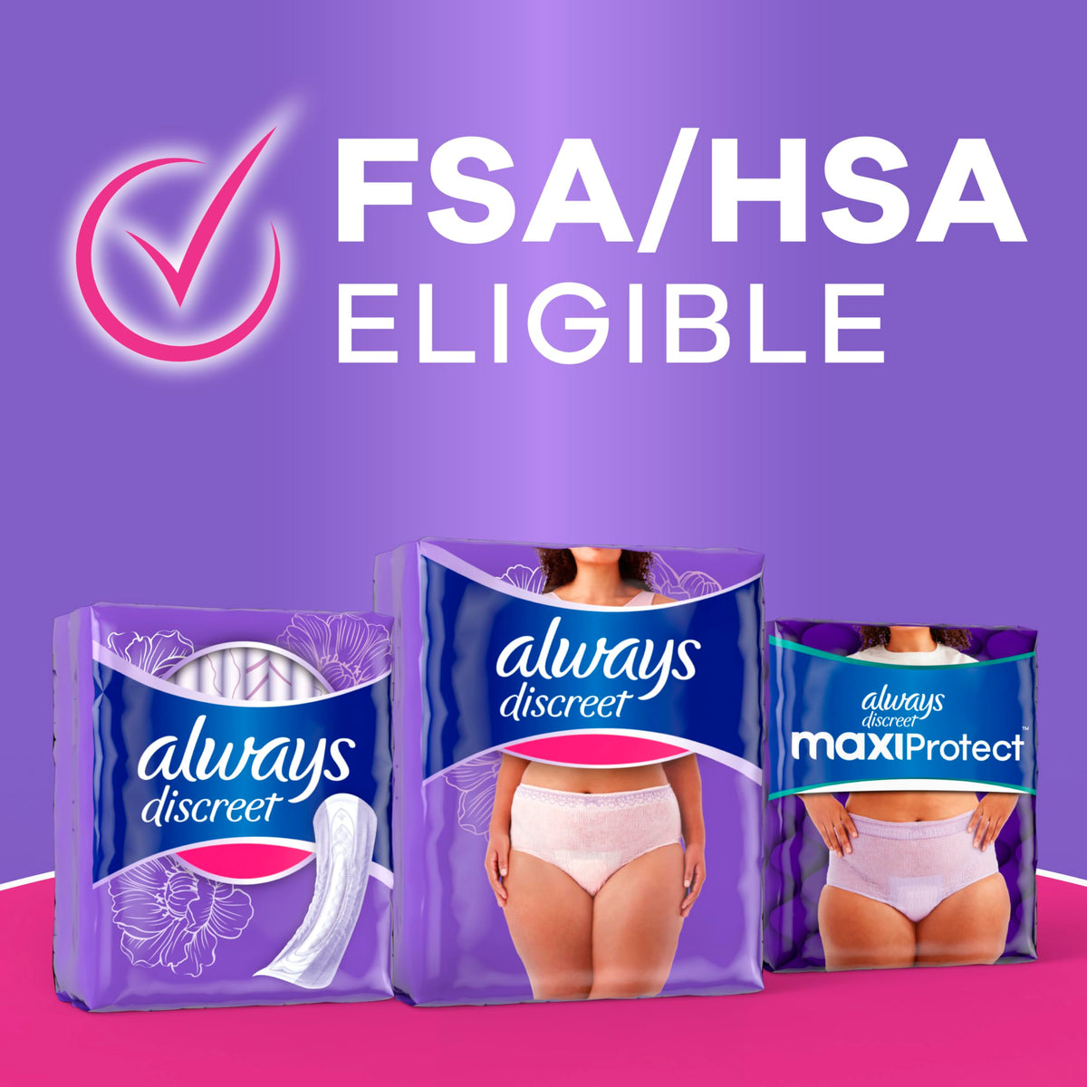 Always Discreet, Adult Diapers for Women, Maximum Incontinence and Postpartum Underwear XL/XXL, 64 Count