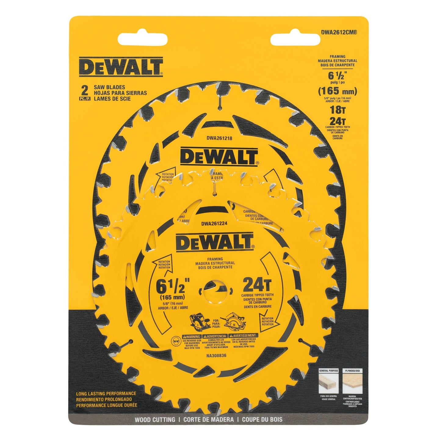 DEWALT Circular Saw Blade Combo Pack, 6 1/2 Inch, 18-Tooth and 24 - Tooth (DWA2612CMB) π All In One Marketplace Canada