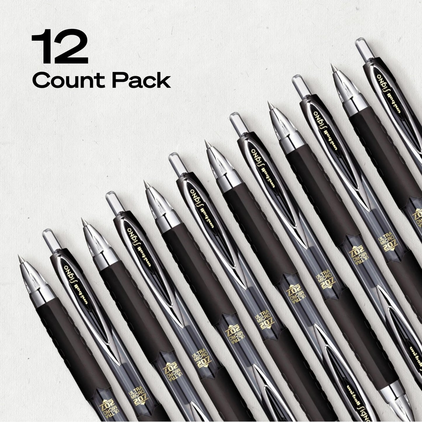 uni-ball Signo 207 Retractable Gel Pens, Ultra-Micro Point, Black Ink, 12 Count (Pack of 1) (1790922) , Packaging may vary Uni-Ball