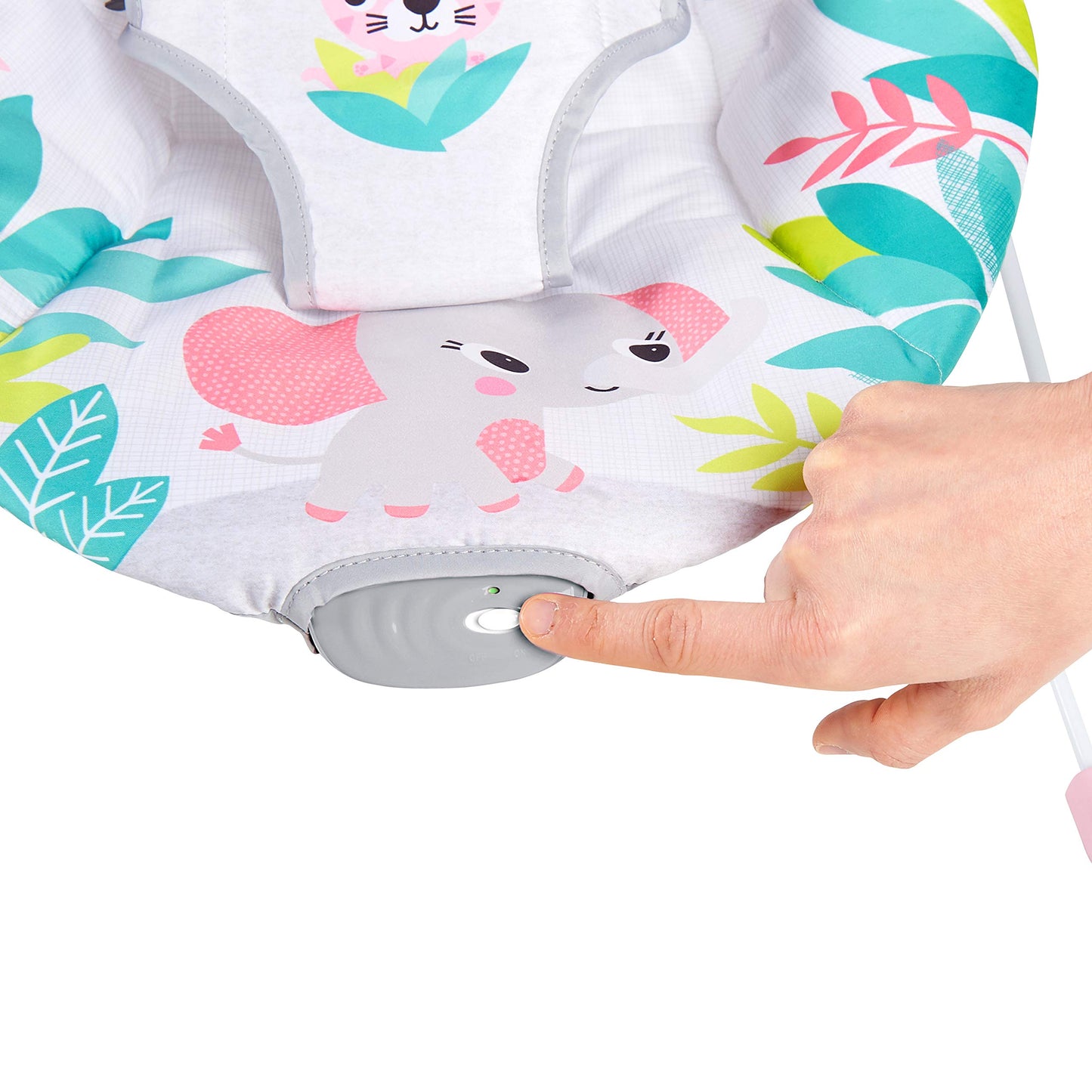 Bright Starts Flamingo Vibes 3-Point Harness Harness Vibrating Baby Bouncer with -Toy bar ๐ All In One Marketplace Canada