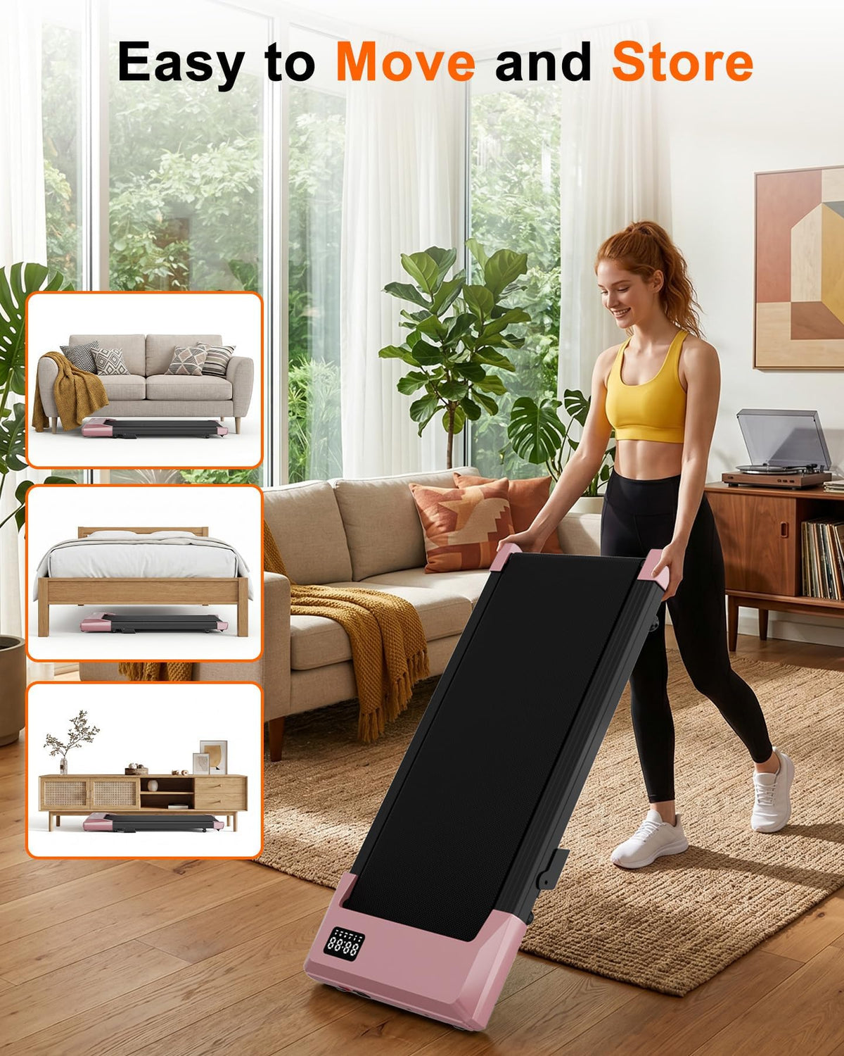 Lacuffy Walking Pad with 6% Incline, No-Assembly Under Desk Treadmill, 2.5 HP Quiet Motor, APP & Remote Control, LED Display, 306 lbs Capacity for Home/Office