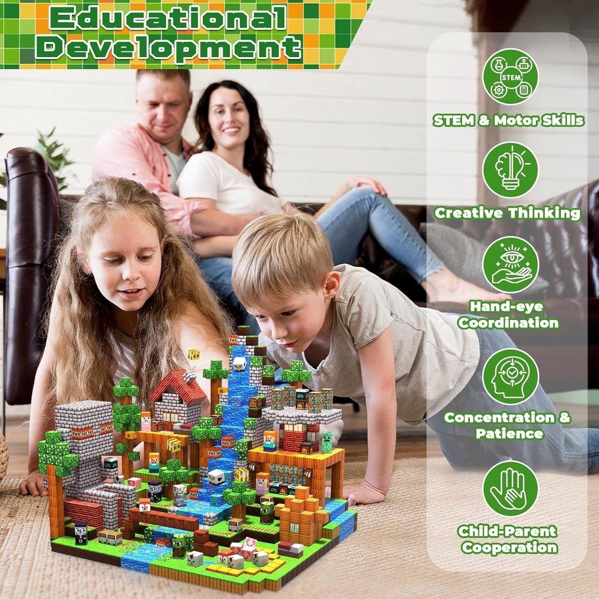 300 PCS Magnetic Blocks Jumbo Forest Castle - Cute Fun Magnetic Building Blocks,Magnet Cubes Stacking Magnet Kids Sensory Toy for Kids 3-5 6-7 8-12 Boys Girls Christmas Birthday Sensory Stacking Toys 🍁 All In One Marketplace Canada