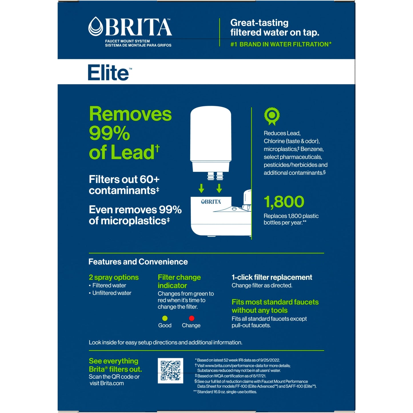Brita Tap Water Filter System, Water Faucet Filtration System with Filter Change Reminder, Reduces Lead, BPA Free, Fits Standard Faucets Only - Basic, White, 1 Pack - Available at All In One Marketplace Canada