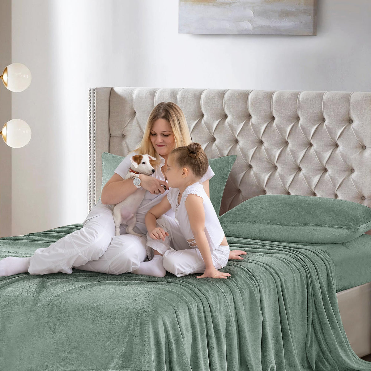 Softan Fleece Sheets, Soft as Flannel, Full, Sage Green 🍁 All In One Marketplace Canada