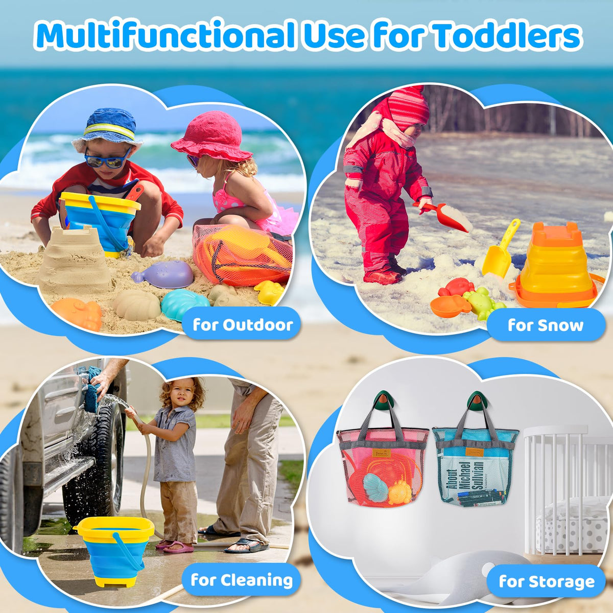 Kids Sand Beach Toys for Kids 3-10 with Collapsible Bucket and Shell Bags 🍁 All In One Marketplace Canada