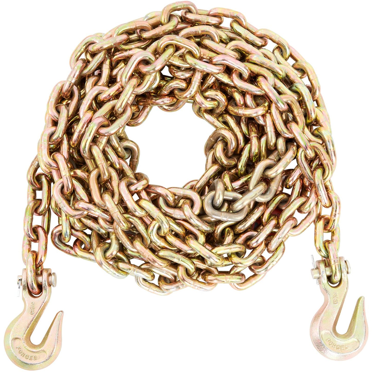 VEVOR Transport Binder Chain, 7100 lbs Working Load Limit, 3/8'' x 20' G80 Tow Chain Tie Down with Grab Hooks, DOT Certified, Galvanized Coating Manganese Steel for Dock Factory Construction Site VEVOR