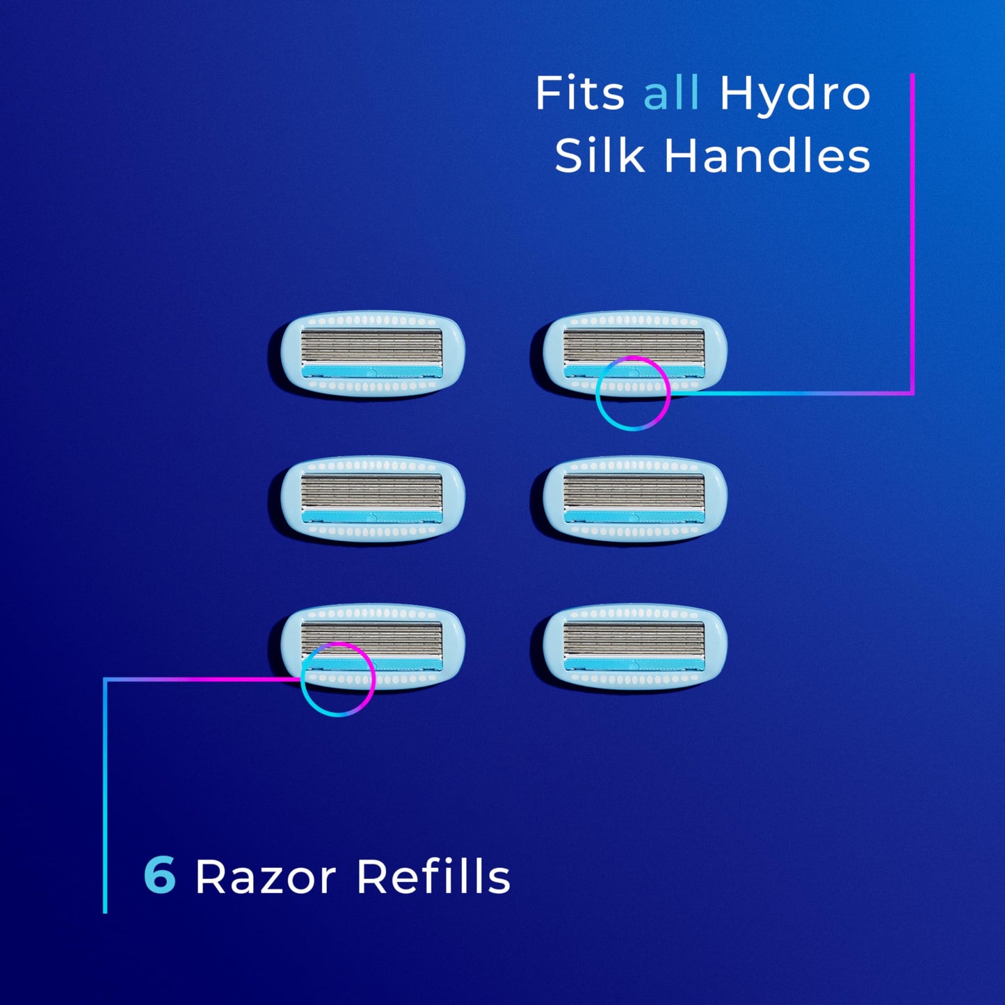 Schick Hydro Silk Moisture Hydration Razors for Women | Replacement Refills for any Hydro Silk Handles | 5-Blade Refill | 6 Count Razor Refills