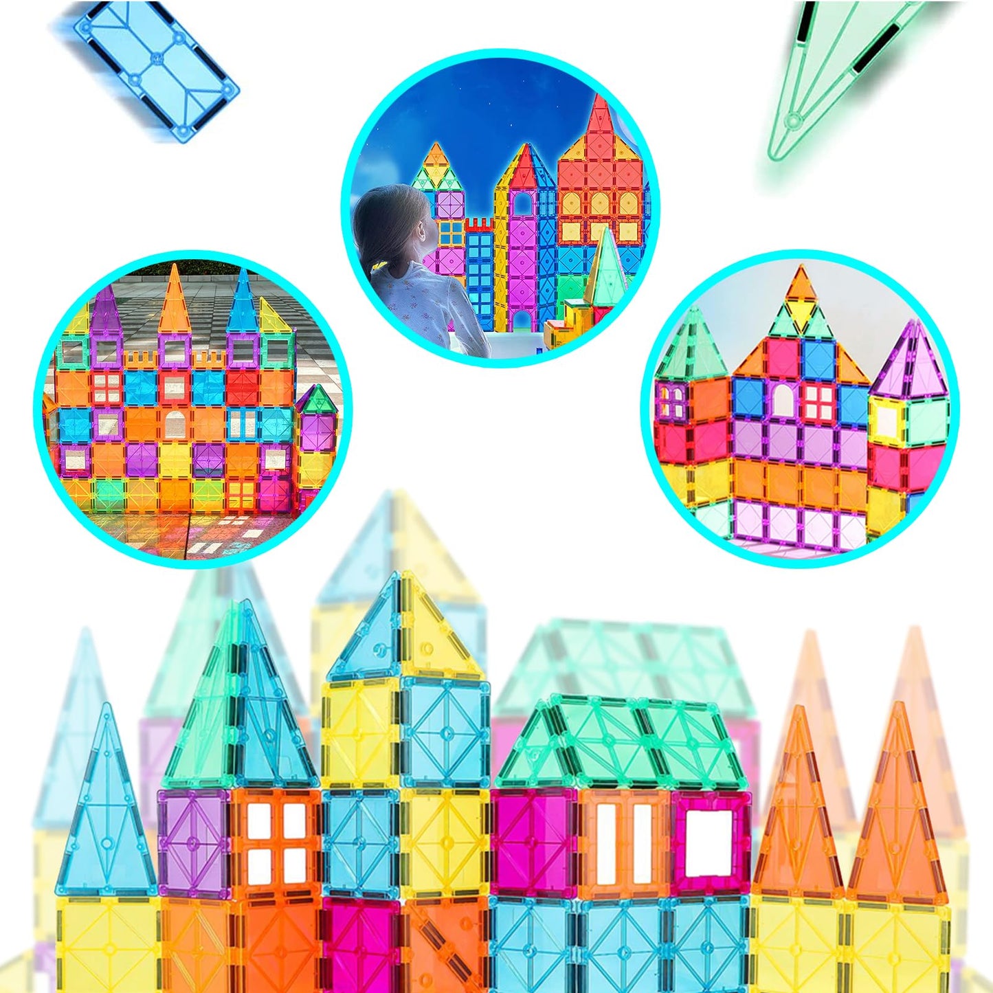 100PCS Magnetic Tiles Magnetic Blocks for Kids 3-5 6-8 8-10 Construction STEM Learning Resources Magnet Building Blocks Toddler Toys Christmas Birthday Gifts Toys for 3 4 5 6 7 8+ Year Old Boys Girls - Available at All In One Marketplace Canada