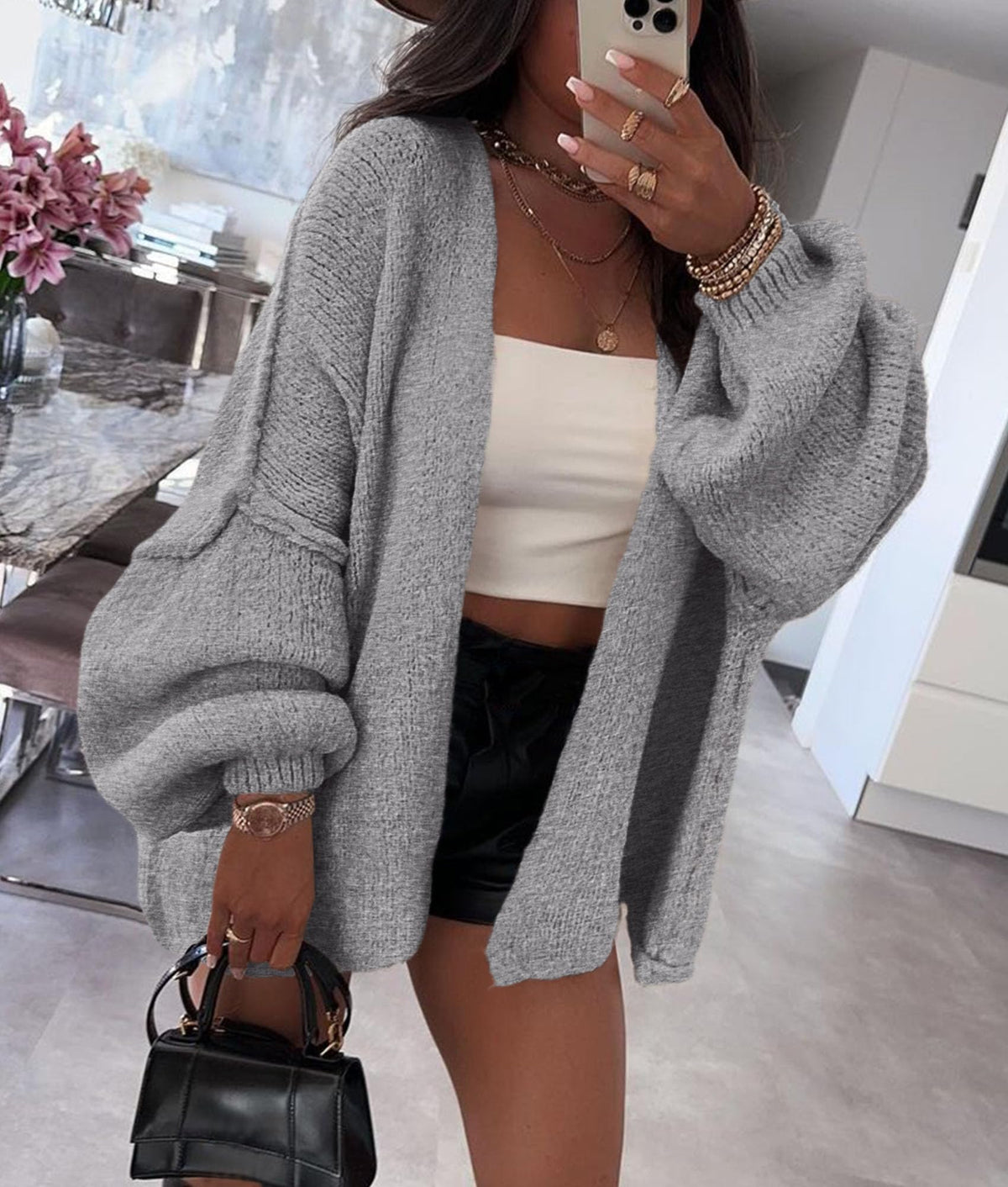 PRETTYGARDEN Womens Open Front Oversized Cardigan Sweaters Grey 🍁 All In One Marketplace Canada