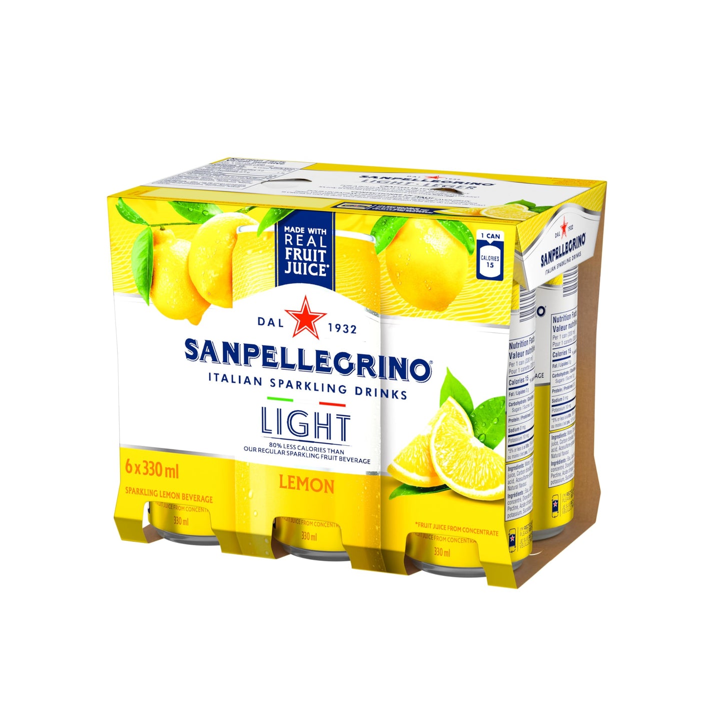 San Pellegrino Light Lemon, Sparkling Fruit Beverage, 24 x 330ml San Pellegrino