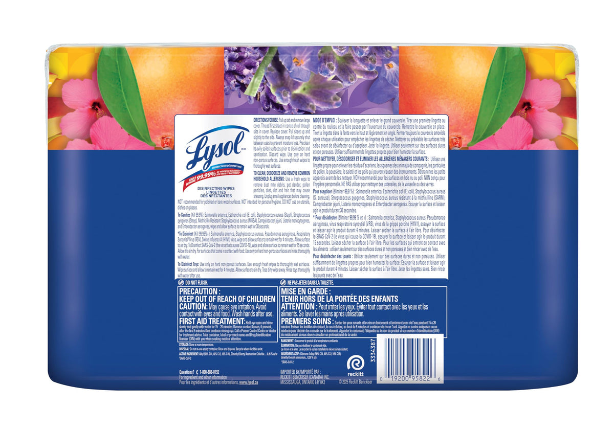 LYSOL® Disinfecting Wipes - BND 2x Mango & Hibiscus + 1x Lavender and Cotton Blossom (3x110) ct