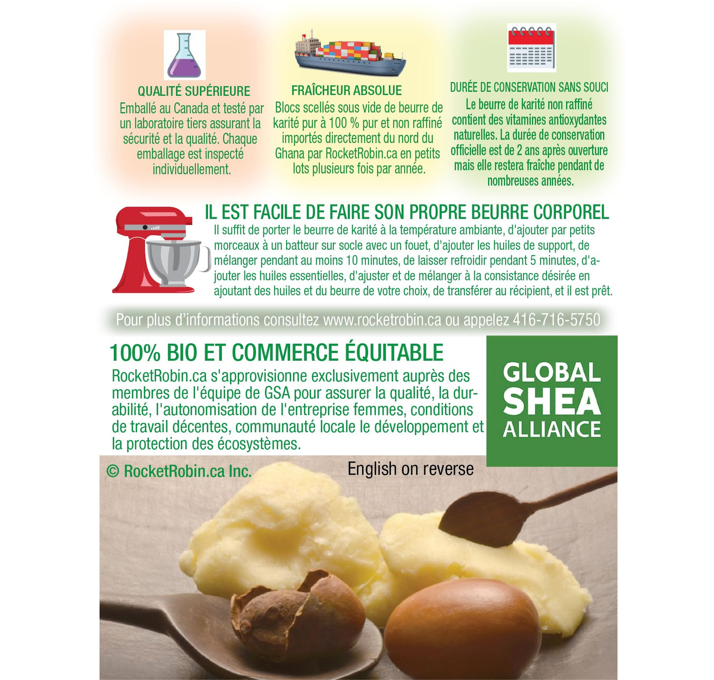 Shea Butter Organic Unrefined 100% Pure Grade A 1 KG 2.2 LBS - Available at All In One Marketplace Canada