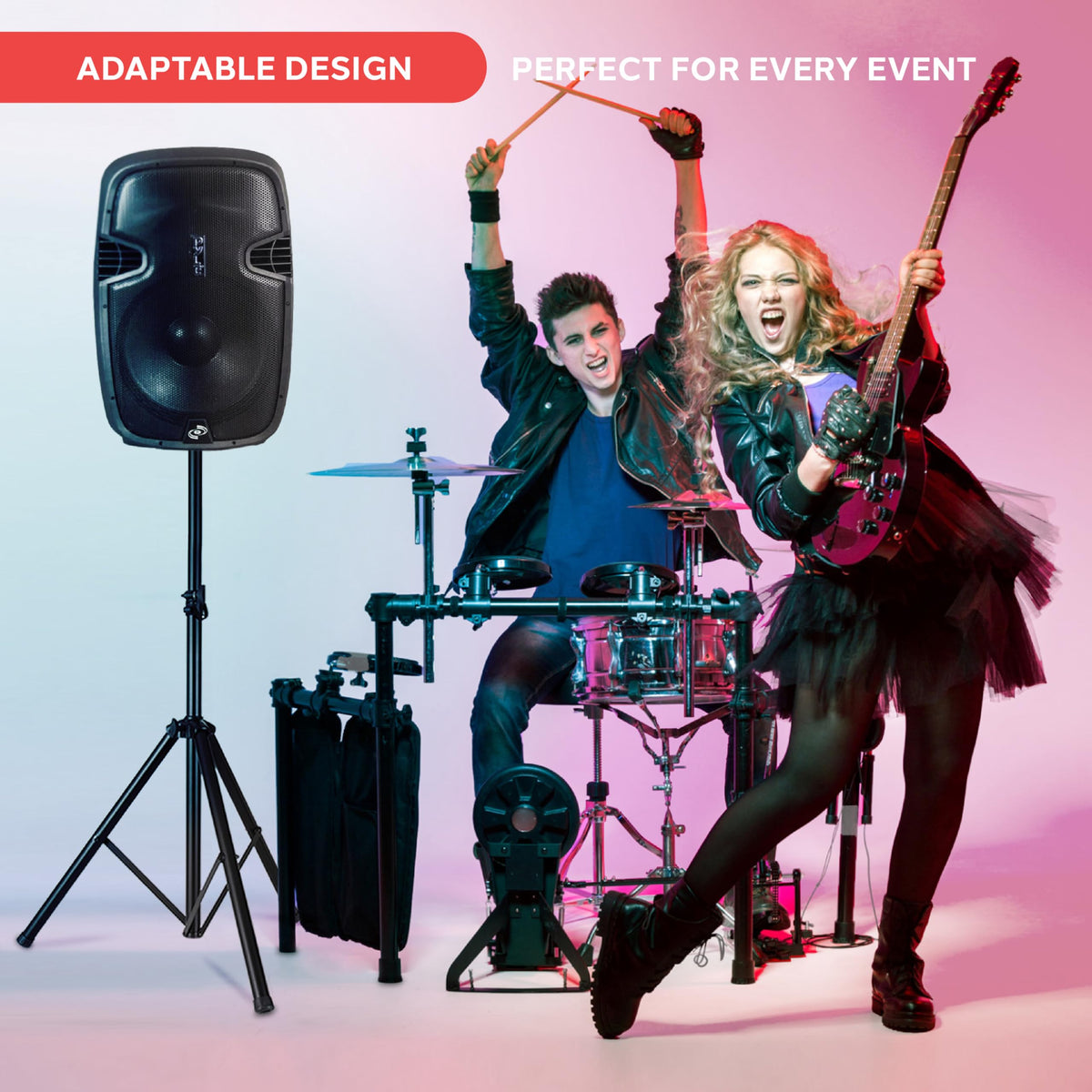 PYLE Speaker Stand - Dual Speaker Stands, Heavy Duty Metal Tripod Base, Adjustable Height 40’’- 71”, Weight Capacity 132lbs, w/Safety Pin & Storage Bag- Perfect for PA DJ, Studios & Performances.