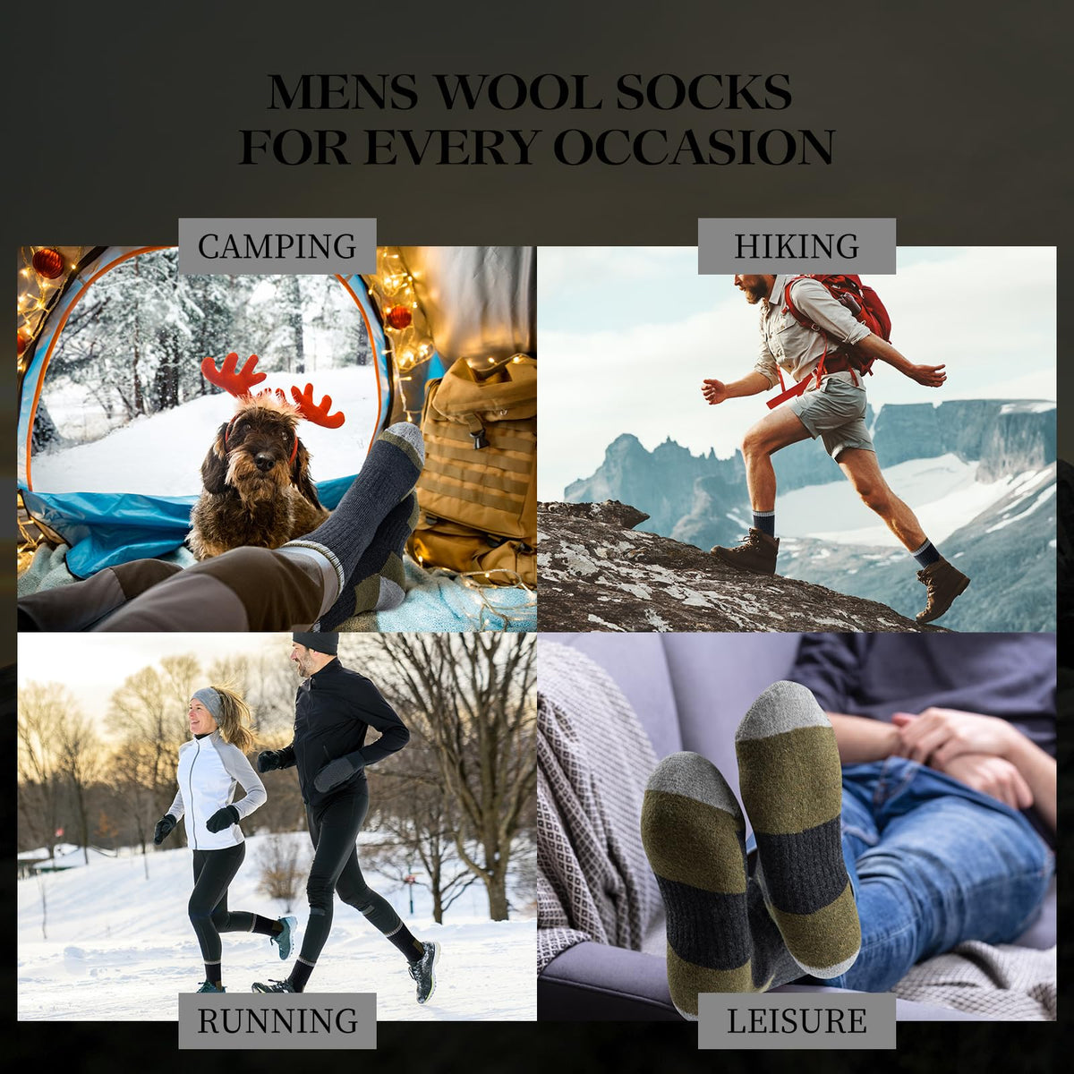 SIMIYA 5 Pairs Merino Wool Socks Hiking Warm Thermal Thick Sock Size 7-15 🍁 All In One Marketplace Canada