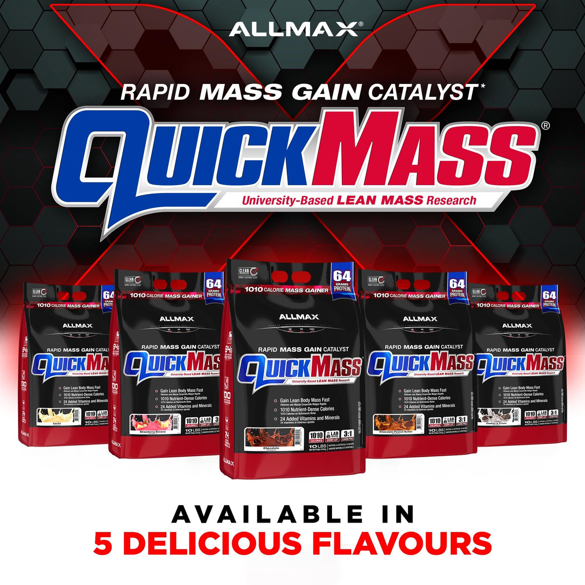 ALLMAX QUICKMASS Mass Gainer Powder, Vanilla, 3.5 lb