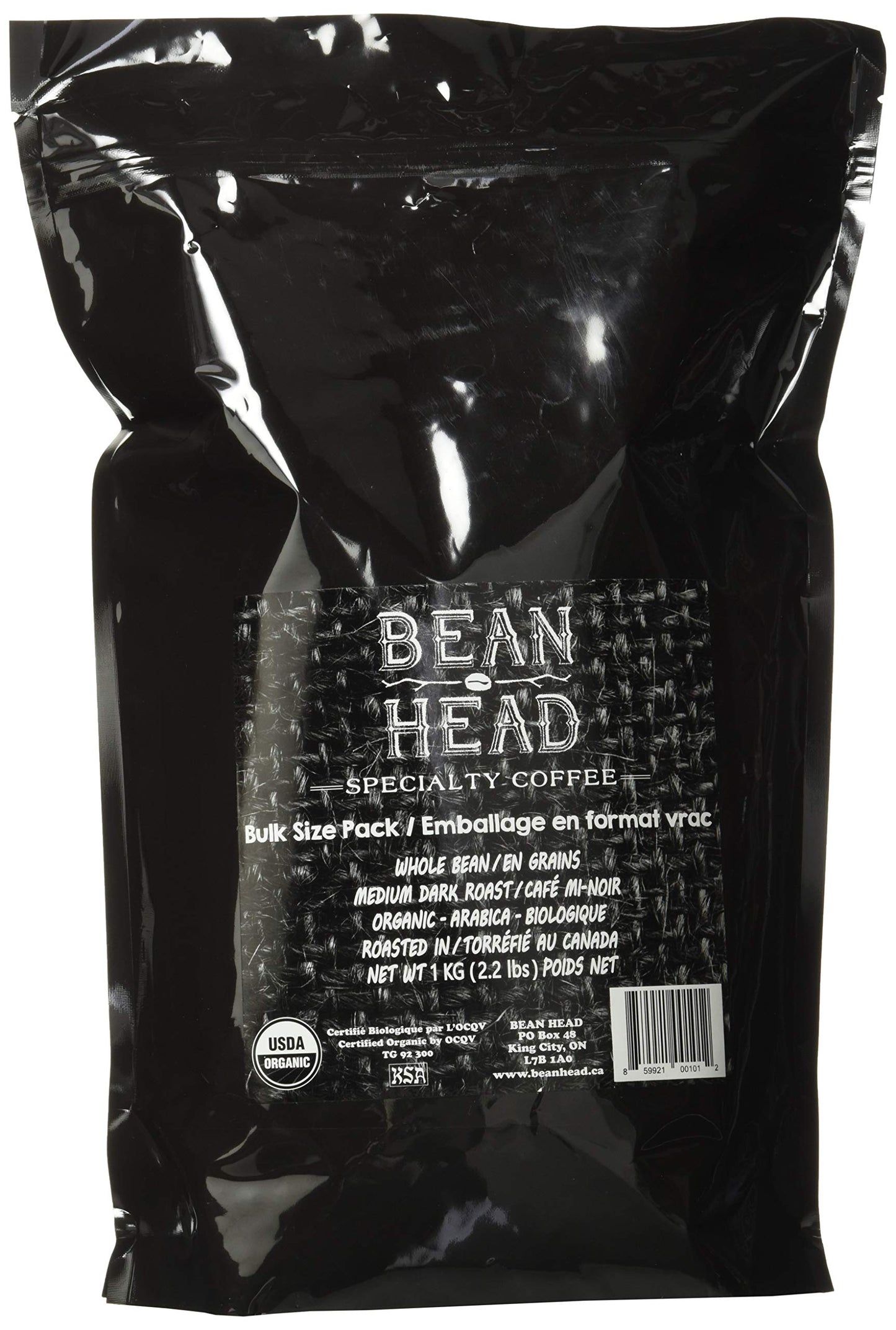 BEAN HEAD Specialty Grade Organic Coffee, Bulk Pack, Whole Bean, 1 KG BEAN HEAD