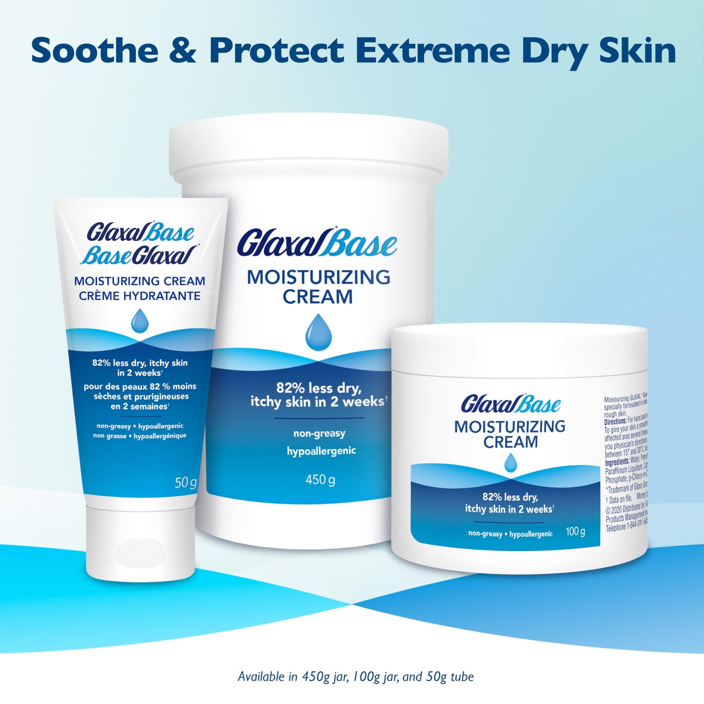 Glaxal Base Moisturizing Cream, Relief from Itchy, Dry Skin, Hypoallergenic & Paraben-Free, Made in Canada, 450 g Glaxal Base