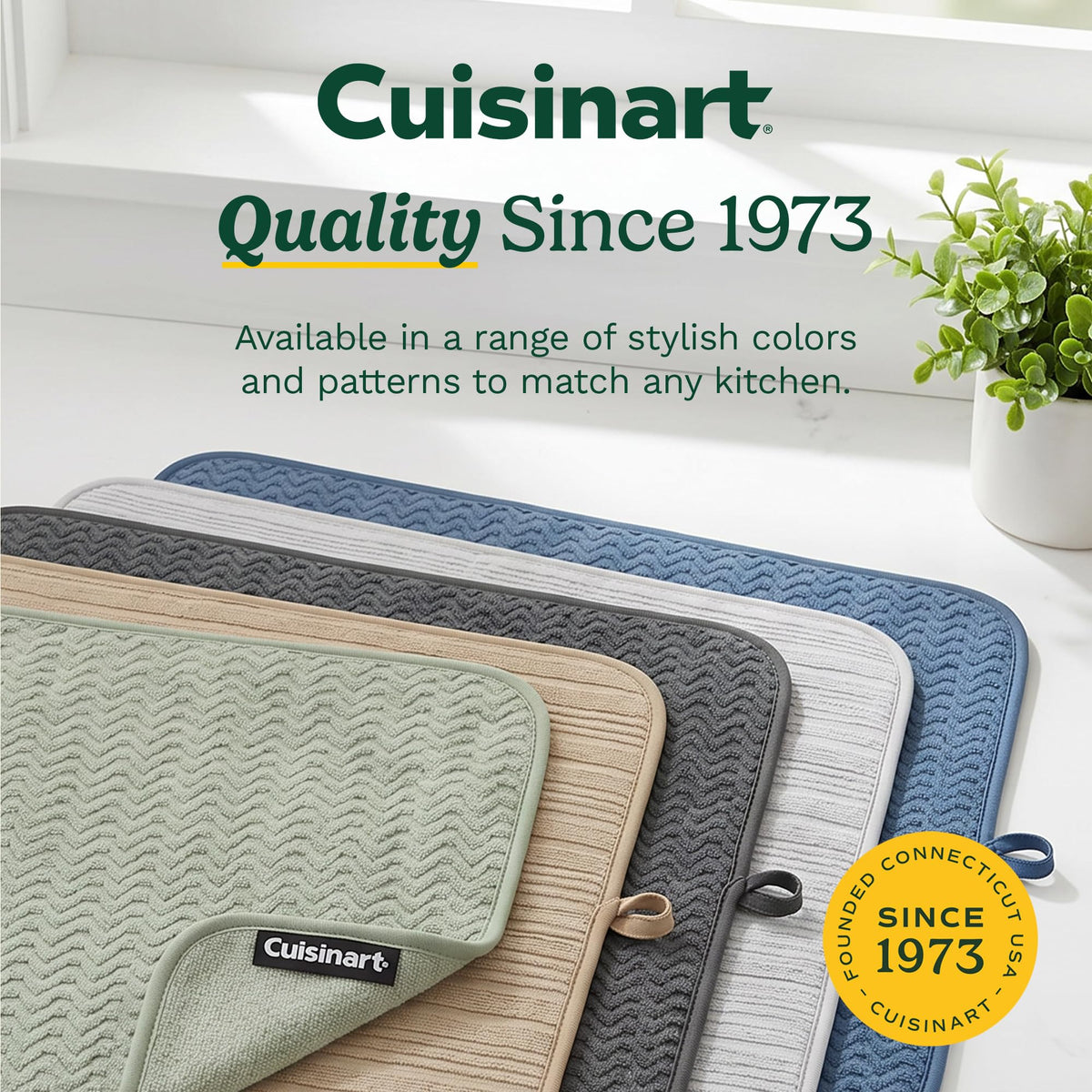 Cuisinart Dish Drying Mat for Kitchen Counter, 2-Pack XL 18"x24"